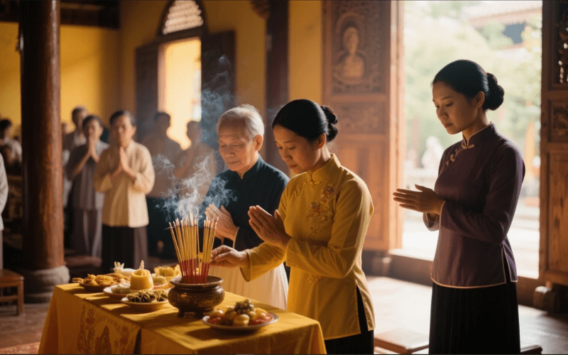 Đi chậm lại khi qua đền, chùa, miếu.
