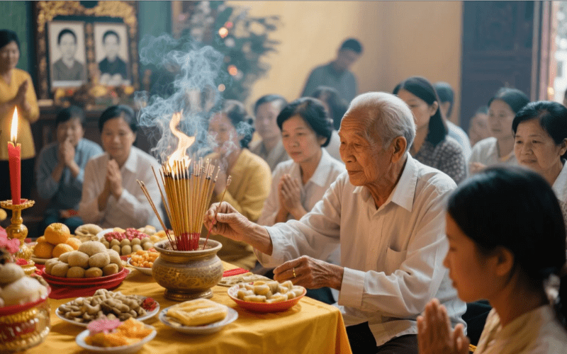 Giữ tâm trạng nghiêm túc, tránh đùa giỡn, nói chuyện ồn ào.