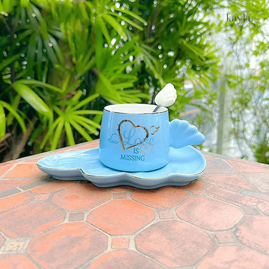 Bộ Ly Sứ Kèm Muỗng và Tách Đôi Cánh Thiên Thần Đáng Yêu