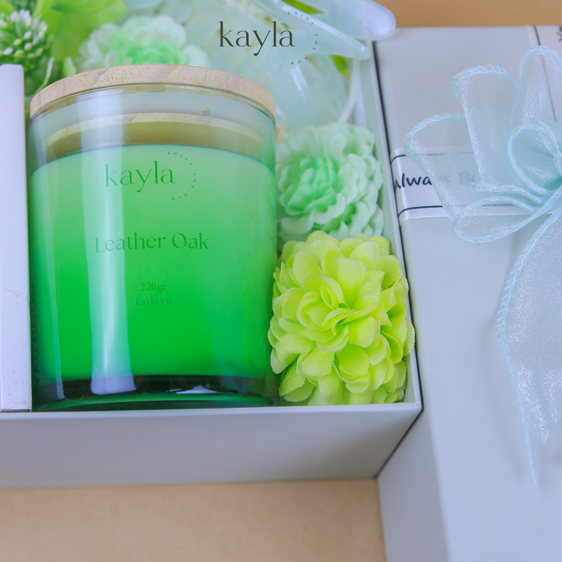 Set quà nến thơm Leather Oak Xanh Mát