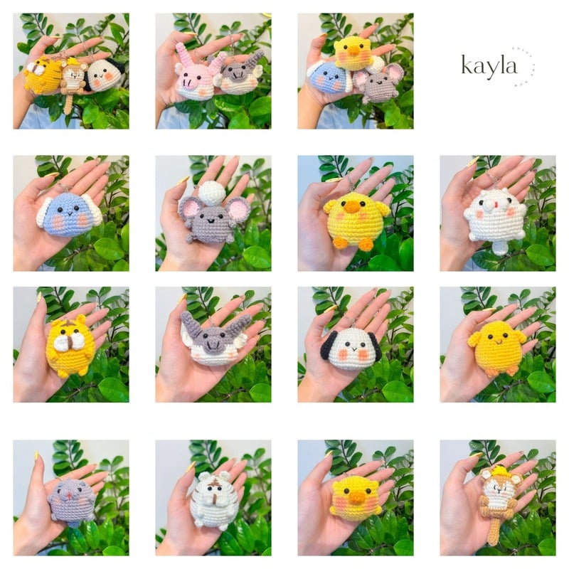 Móc Khóa Đan Len Bé Thú Handmade