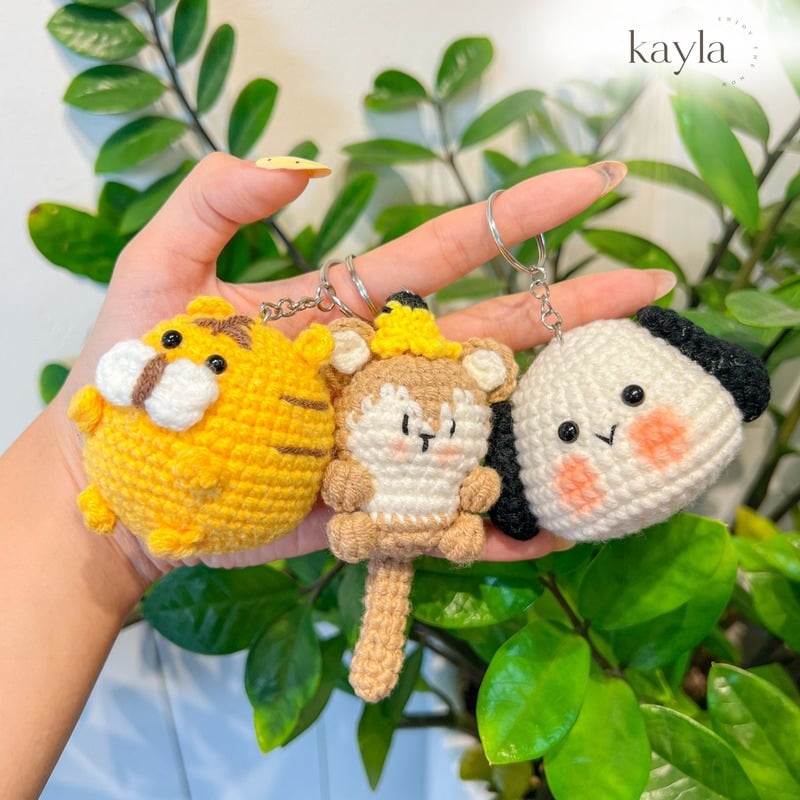Móc Khóa Đan Len Bé Thú Handmade