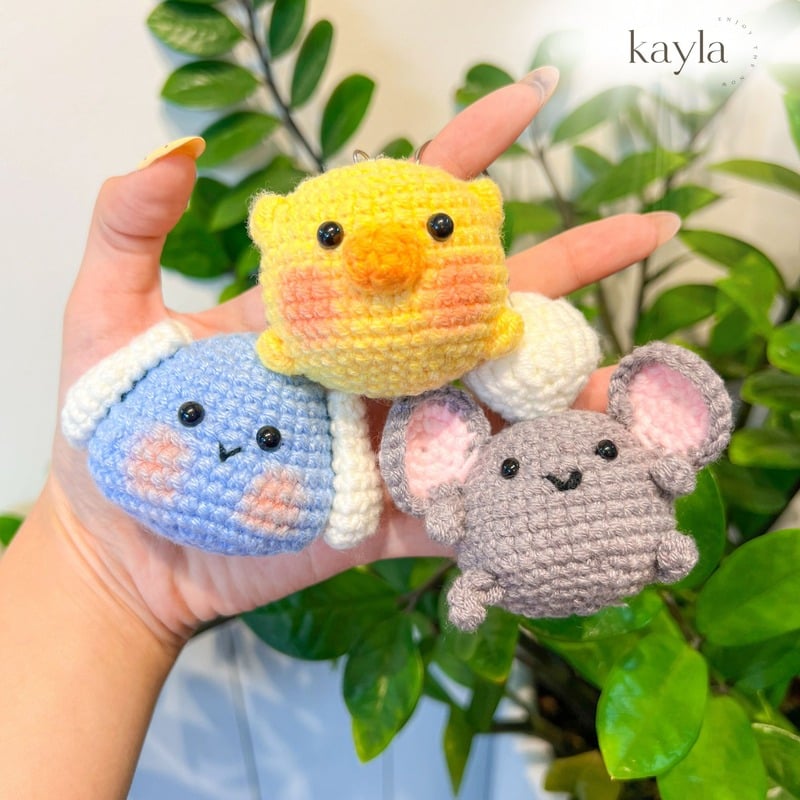 Móc Khóa Đan Len Bé Thú Handmade