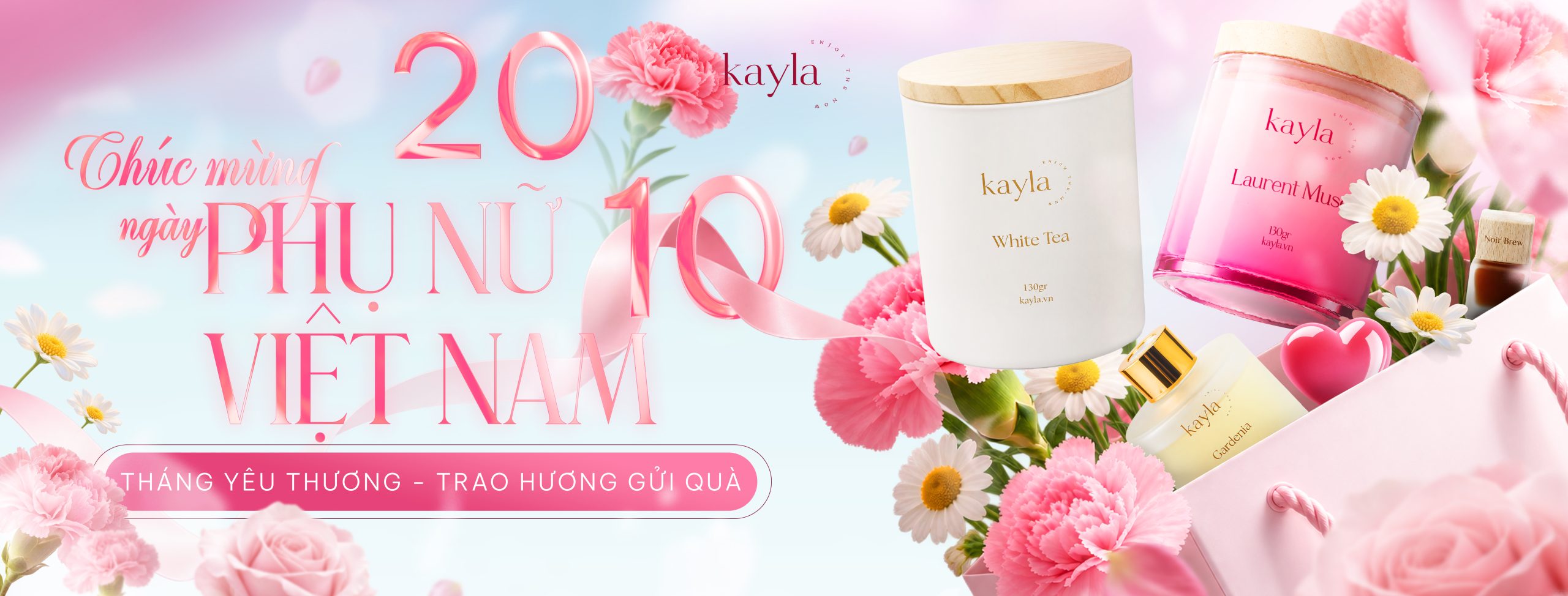 Banner khuyến mãi 20/10 nến thơm Kayla
