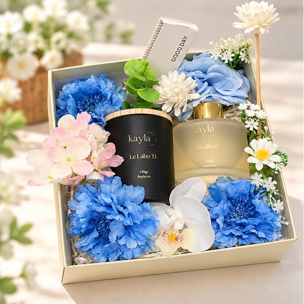 Set Quà Tặng Nến Thơm Le Labo 33 & Tinh Dầu Khuếch Tán Solibre hoa xanh dịu êm