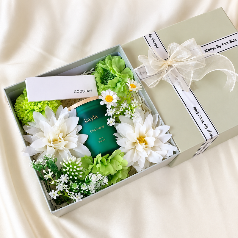 Set Quà Tặng Nến Thơm Oudwood Kèm Hộp Hoa Cao Cấp